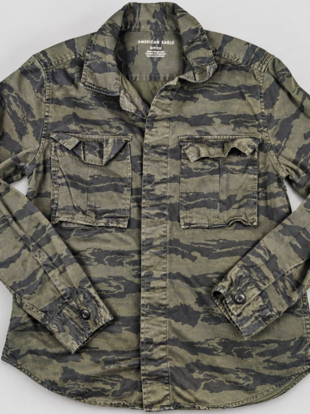 American Eagle Tiger Stripe Camo Utility Shirt Women’s Small Military